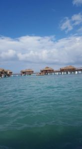 Over the water bungalows at Sandals Royal Caribbean